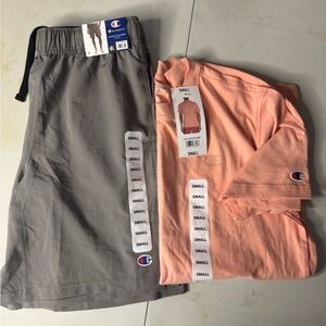 Champion Peach Polo and Gray Shorts Set